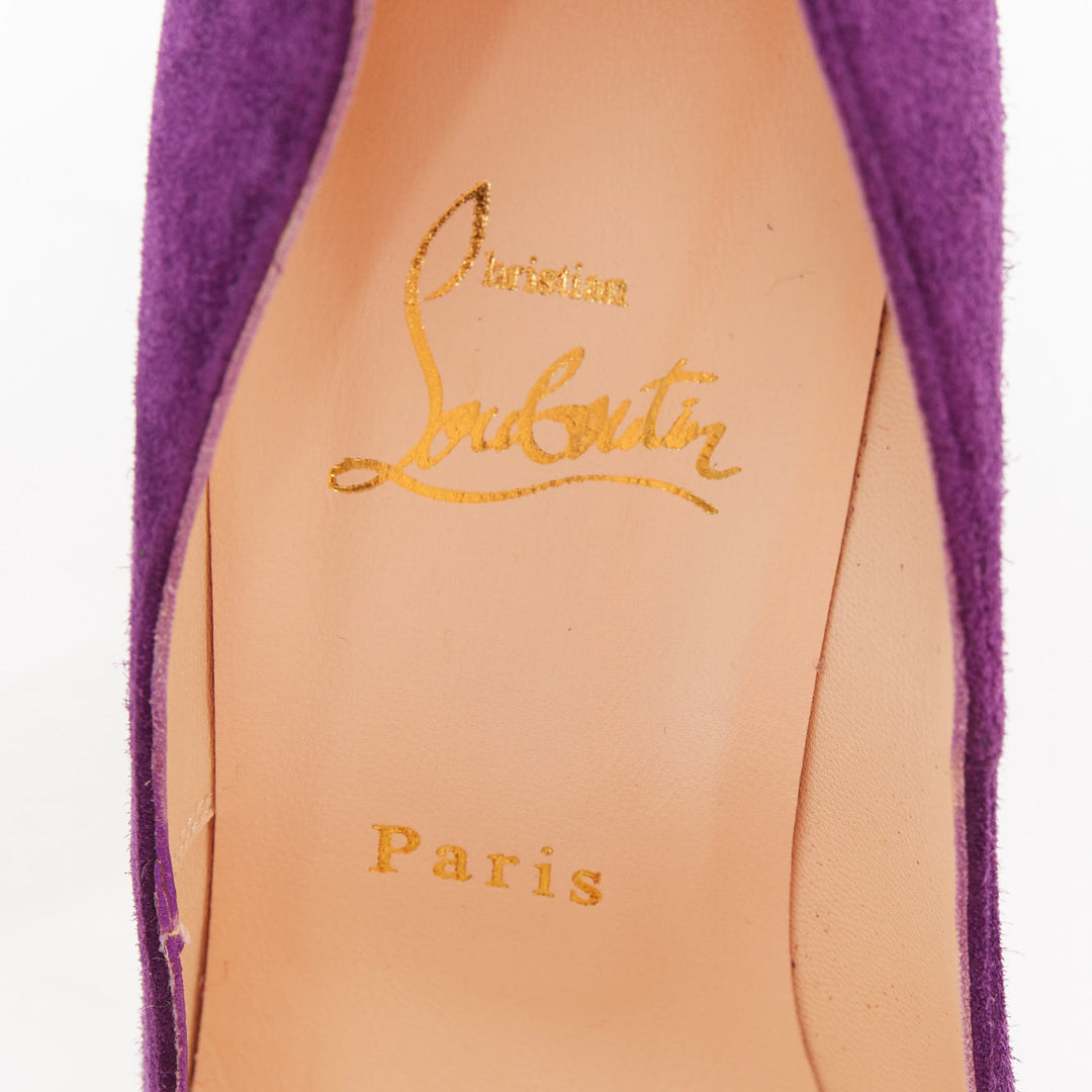 CHRISTIAN LOUBOUTIN Bibi 140 Veau Velours ultra violet suede platform pumps EU37