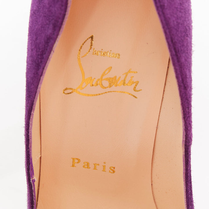 CHRISTIAN LOUBOUTIN Bibi 140 Veau Velours ultra violet suede platform pumps EU37