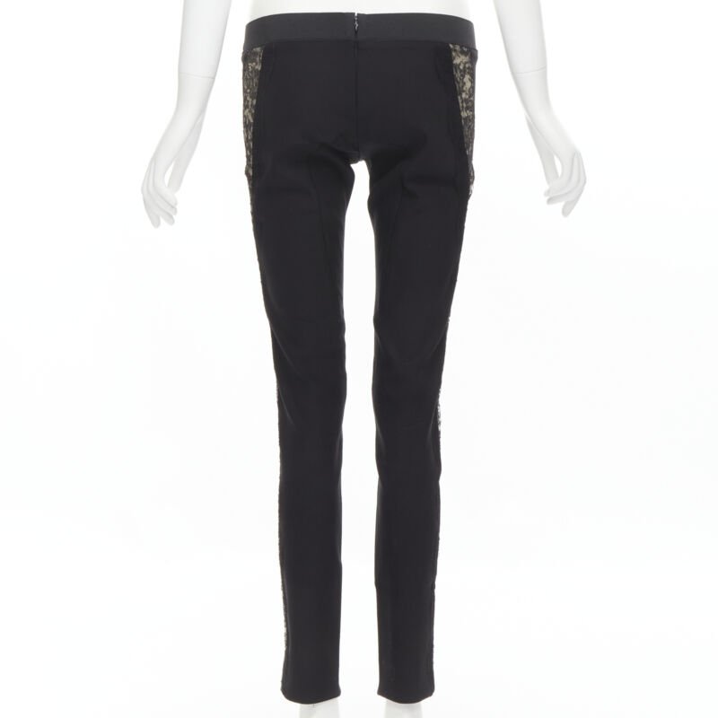 STELLA MCCARTNEY black contour seam sheer lace side stretch legging pants IT38 S