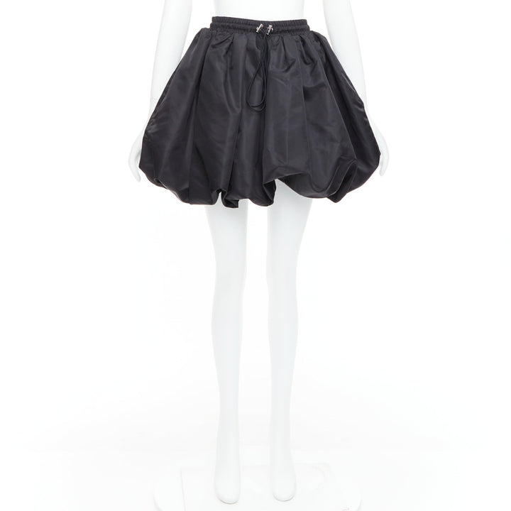 DAVID KOMA black nylon bubble silver drawstring puffball skirt UK6 XS