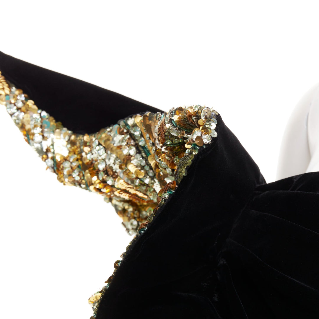 rare ALEXANDRE VAUTHIER COUTURE AW2017 Runway Lesage gold crystals ruffle top S