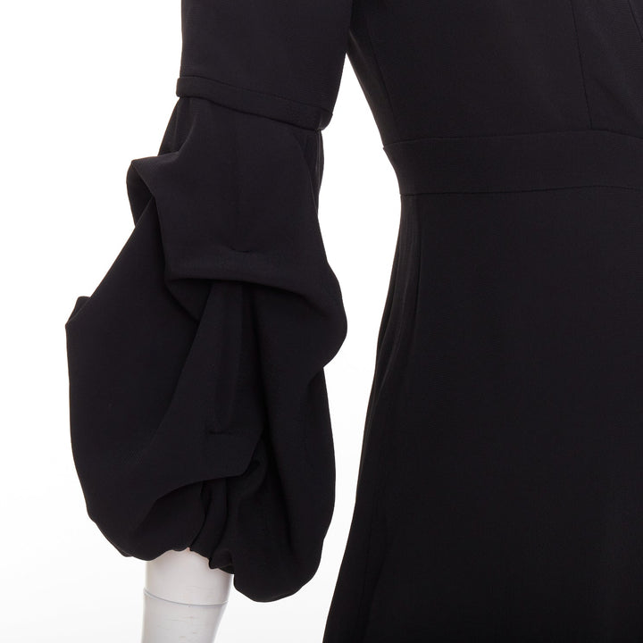 ALEXIS Maximila ruched sleeves skinny leg crepe black tapered jumpsuit XS
