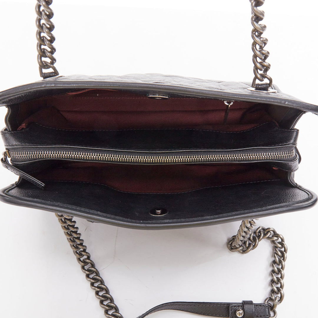 CHANEL Small Casual Riviera Zip black leather ruthenium CC chain shoulder bag