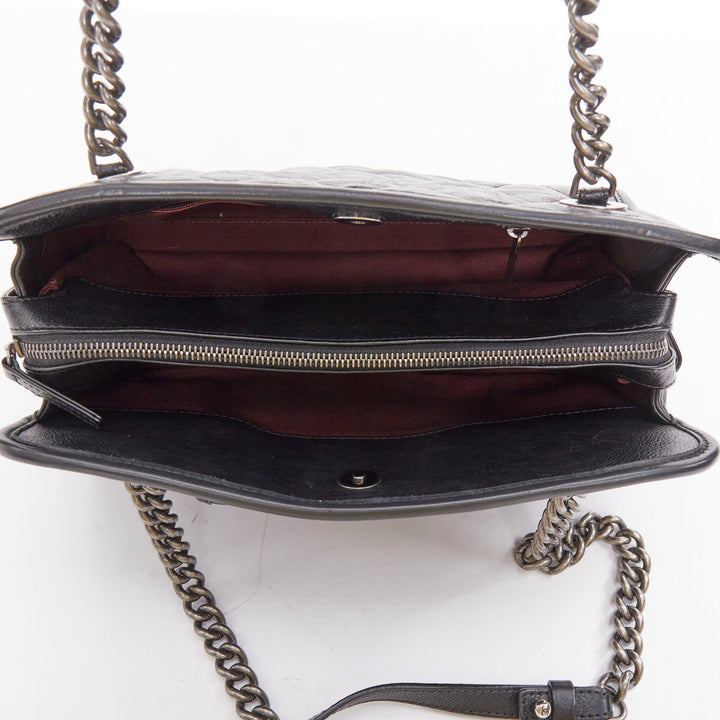 CHANEL Small Casual Riviera Zip black leather ruthenium CC chain shoulder bag