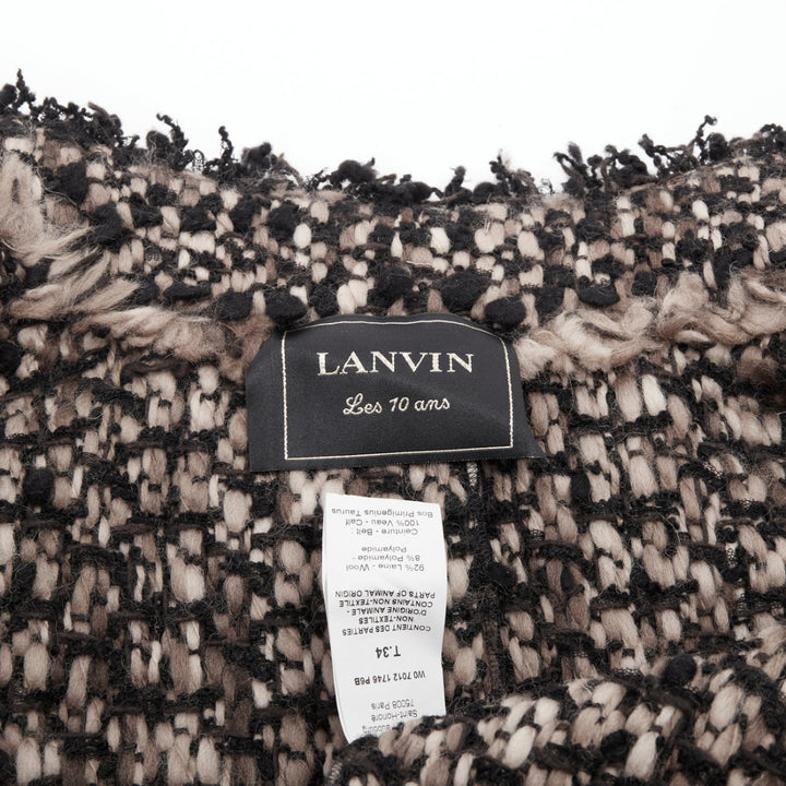 LANVIN 2012 Les 10 Ans beige black wool blend boucle tweed pocketed vest FR34