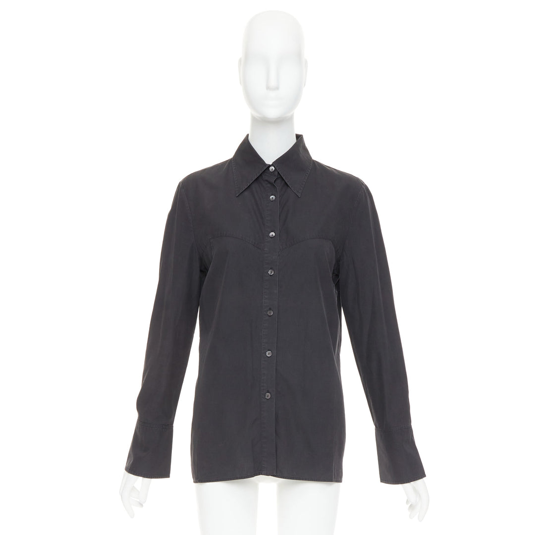 GUCCI Tom Ford charcoal grey cotton bust seam western style shirt IT42 XL