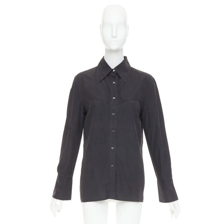 GUCCI Tom Ford charcoal grey cotton bust seam western style shirt IT42 XL