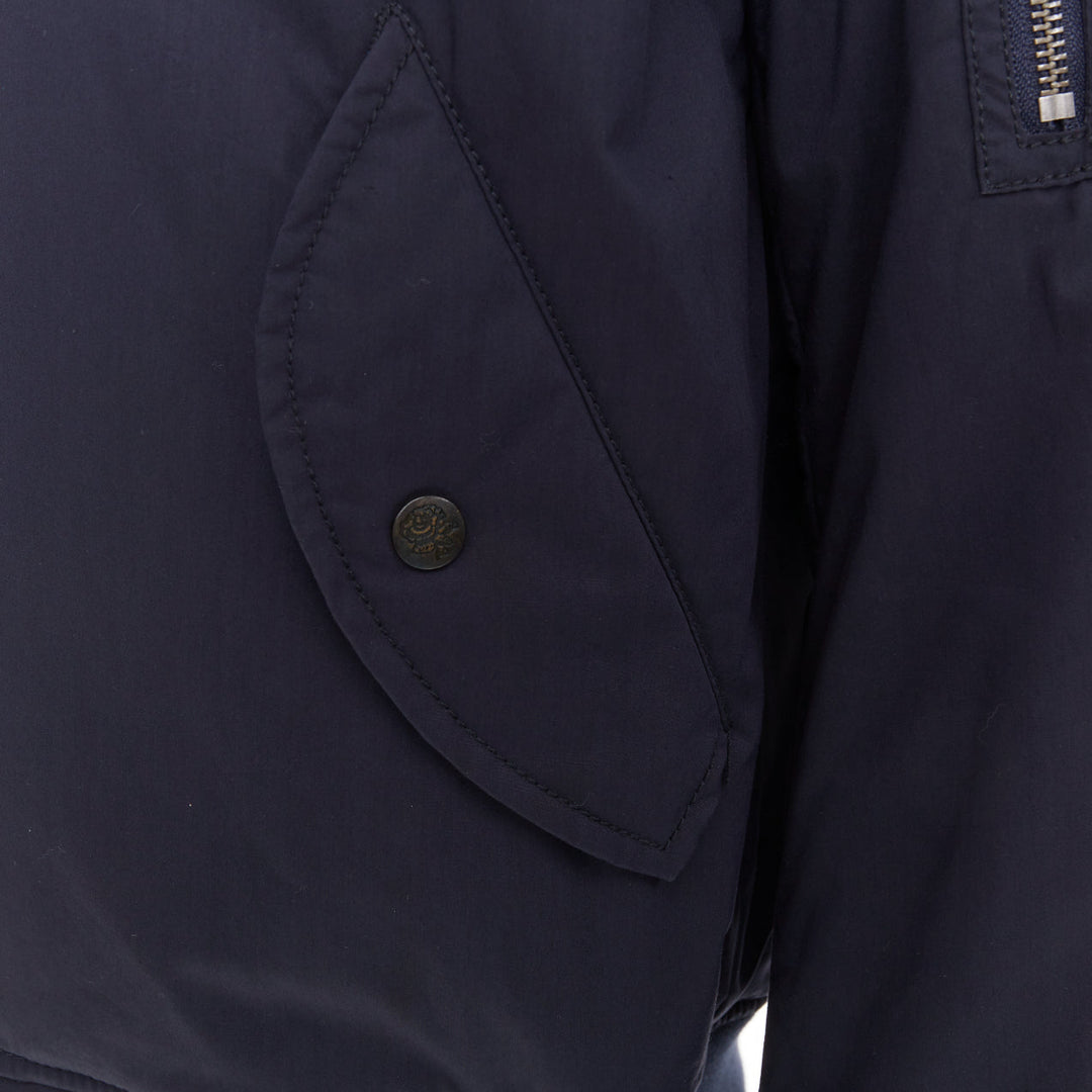 KENT AND CURWEN Reversible navy brown cotton blend zip up bomber jacket M