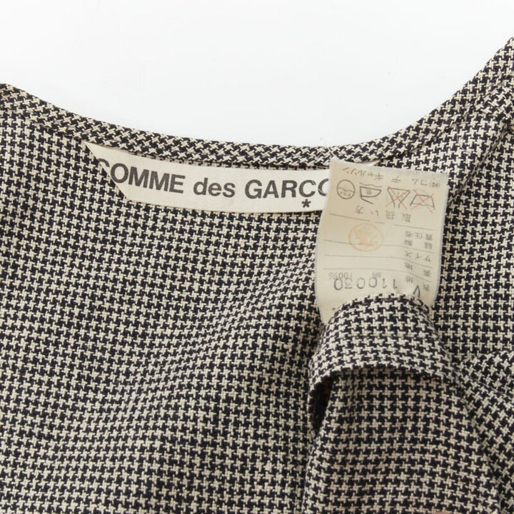 COMME DES GARCONS Vintage grey houndstooth bell button foldover boxy vest