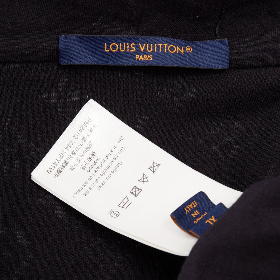 LOUIS VUITTON 2023 Monogram debossed French terry zip up hoodie outerwear XL