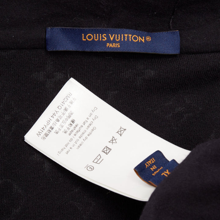 LOUIS VUITTON 2023 Monogram debossed French terry zip up hoodie outerwear XL