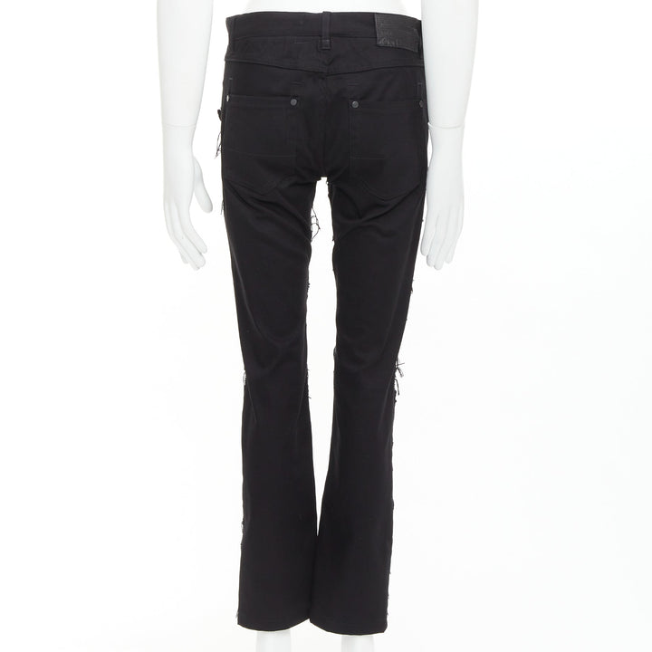 JOHN GALLIANO black cotton floral fringe embellished bootcut jeans FR46 S