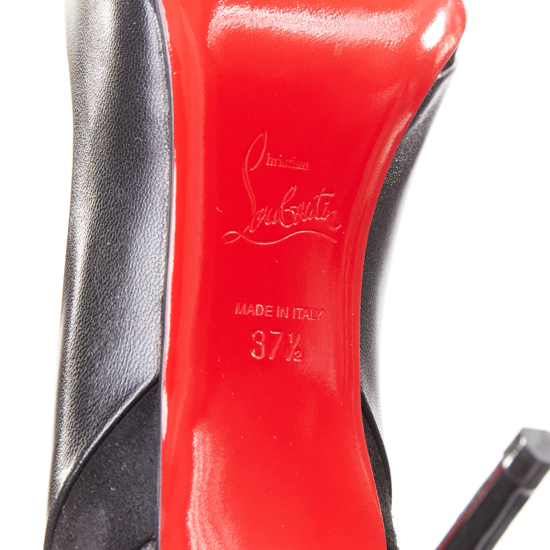 CHRISTIAN LOUBOUTIN Eklectica 85 nappa black calf suede mix pointed pumps EU37.5