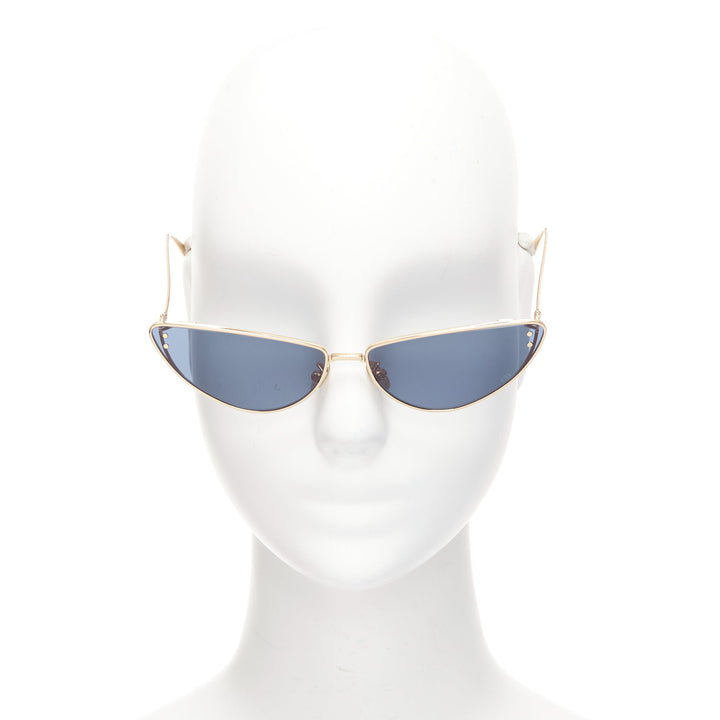 CHRISTIAN DIOR TF22020406 gold trim blue half moon cat eye sunglasses