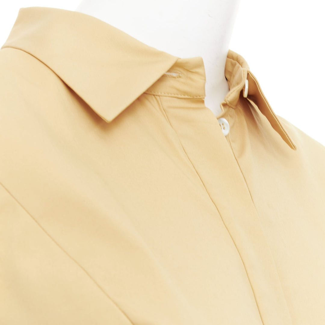 OSCAR DE LA RENTA S14 tan cotton blend sleeveless pleated shirt dress US2 S