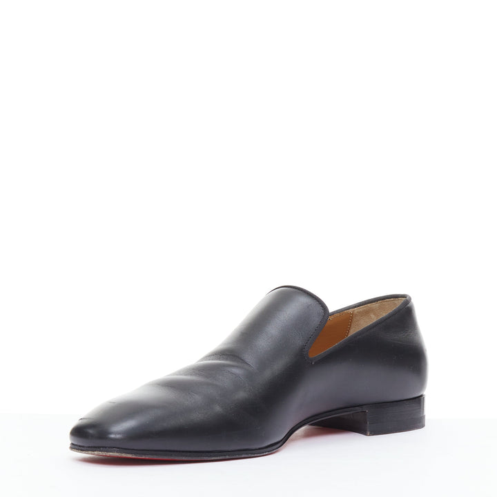 CHRISTIAN LOUBOUTIN Dandelion black smooth leather slip on  loafers EU40.5