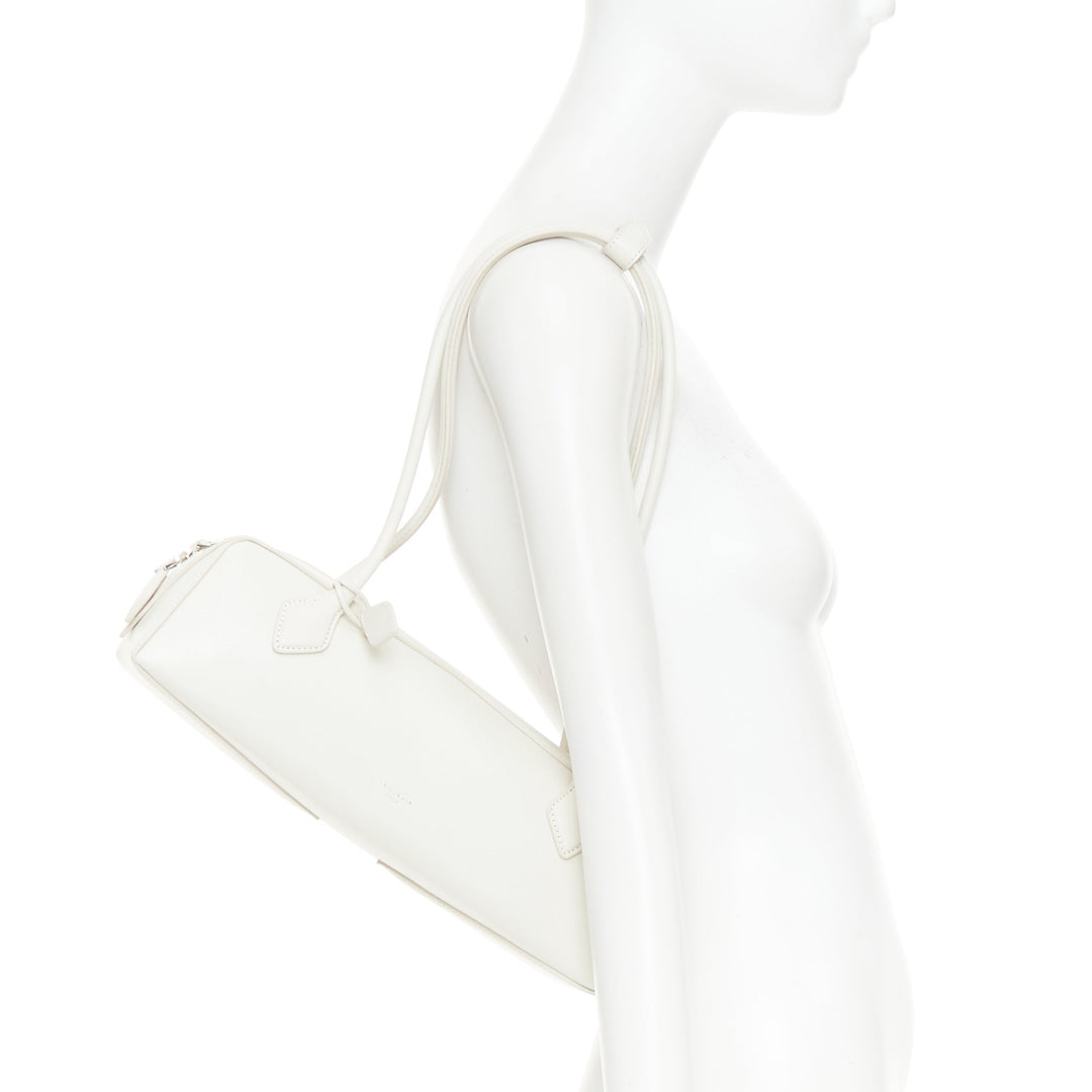 ALAIA Le Teckel Medium off white goat leather long handle east west shoulder bag