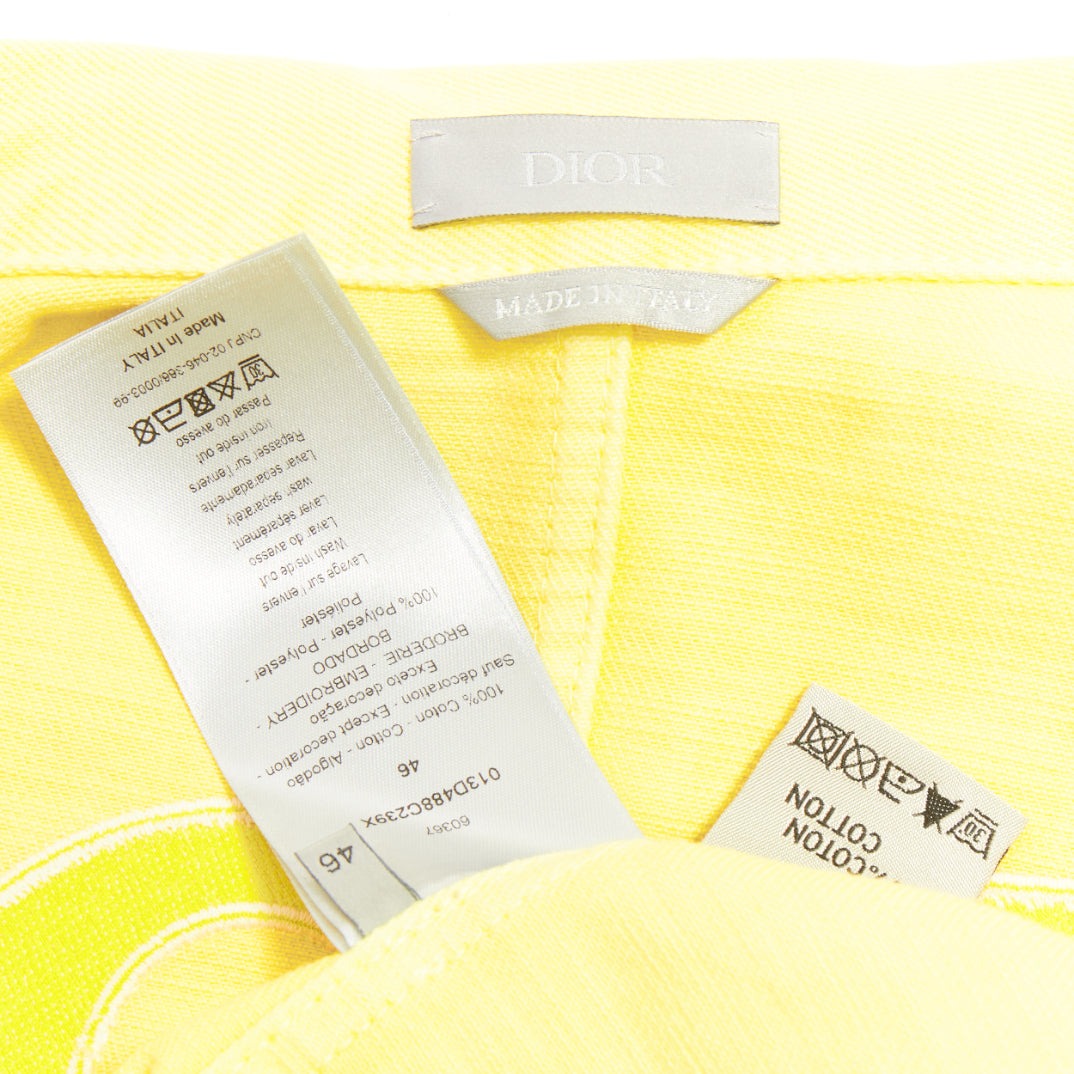 DIOR HOMME 2020 yellow 1947 logo embroidered cotton denim shirt jacket EU46 S