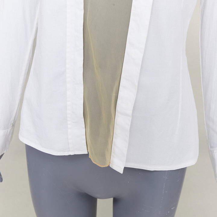 MAISON MARGIELA Vintage white nude sheer panel deconstructed shirt blouse IT42 M