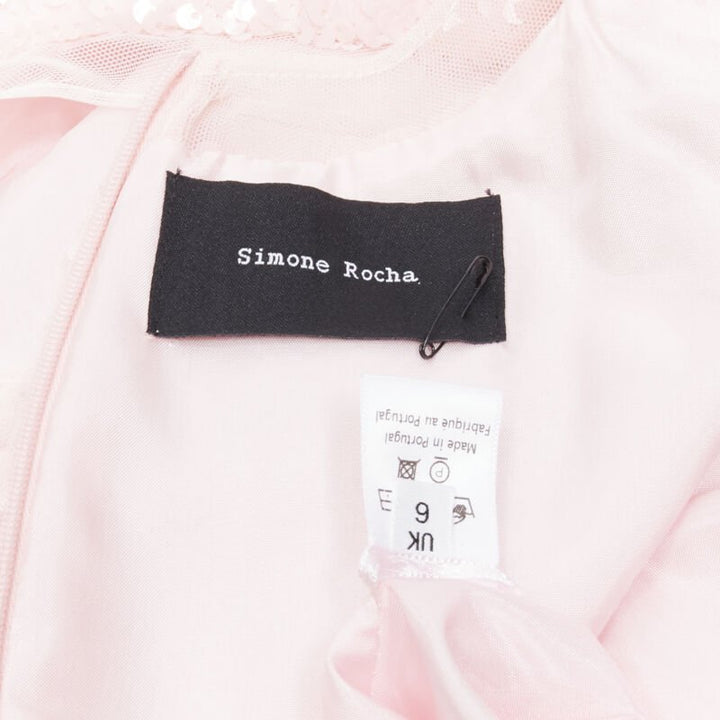 SIMONE ROCHA 2019 Runway blush pink sequins dropped seam midi dress UK6 XS