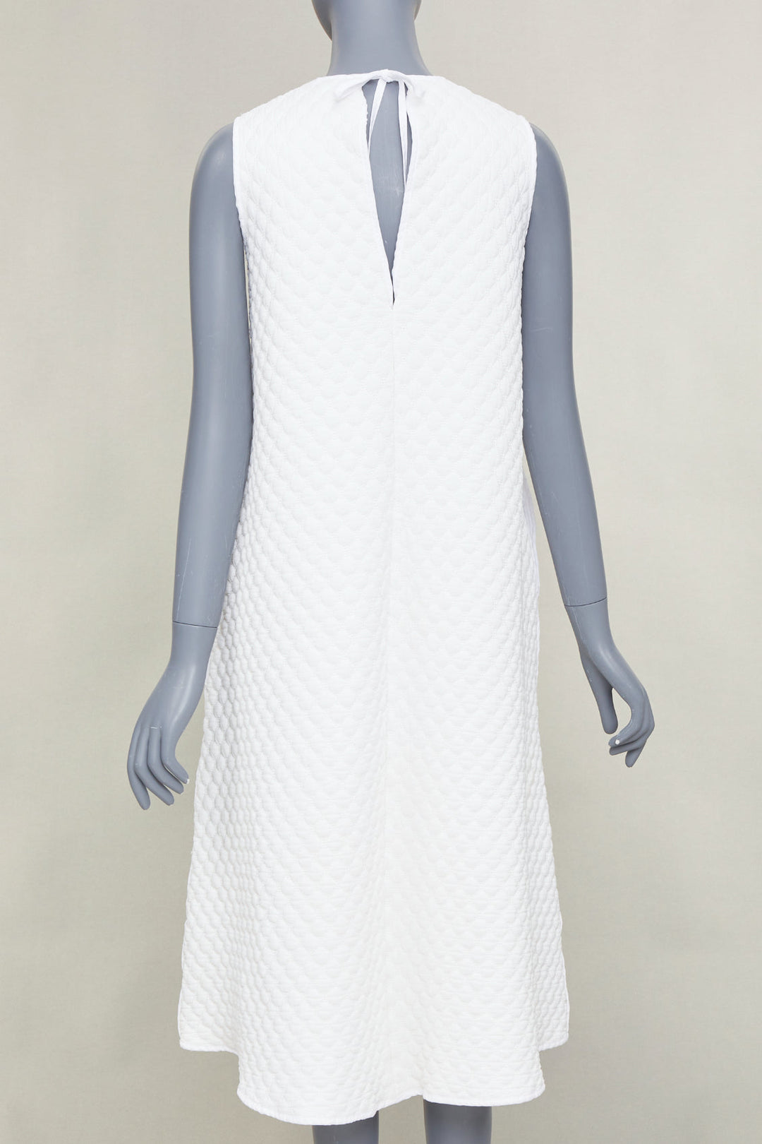 MELITTA BAUMEISTER white diamond quilted front pocket midi tent dress S