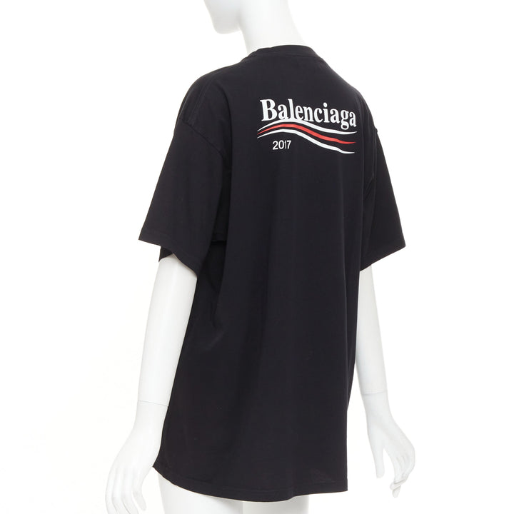 BALENCIAGA Demna 2017 black Polical Campaign logo crew neck oversized tshirt S