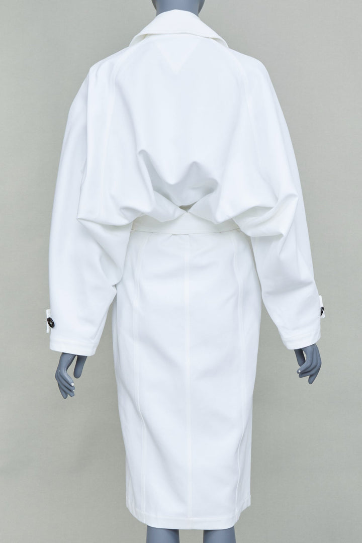 BOTTEGA VENETA Daniel Lee white cotton bubble back trench coat IT36 XXS