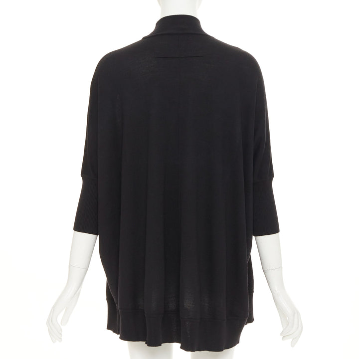 GIVENCHY black wool blend sequin lace embellished knit turtleneck tunic top M
