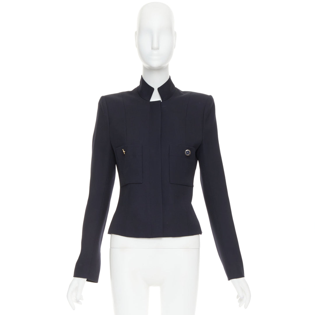 ALEXANDRE VAUTHIER COUTURE AW2023 Runway navy  military collar officer jacket