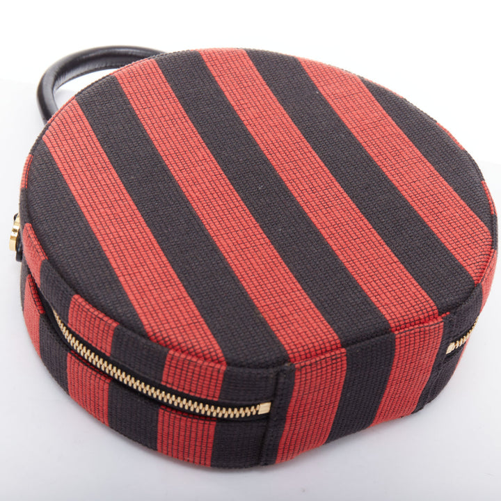 MANSUR GAVRIEL Circle black red striped fabric leather trim crossbody bag