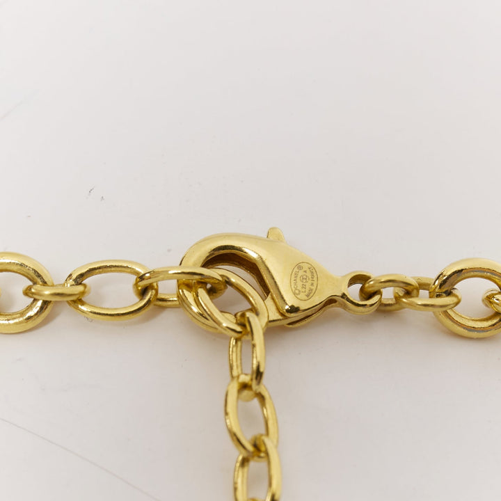 CHANEL L22A Gropoix Cabochon Resin Byzantine Cross CC logo pendant long necklace