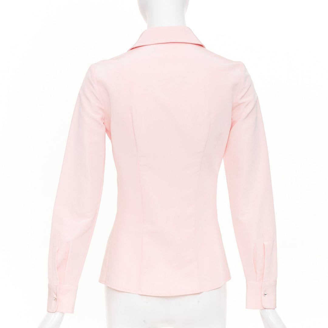 MICHAEL KORS Collection pastel pink silk cotton crystal button down top US0 XS