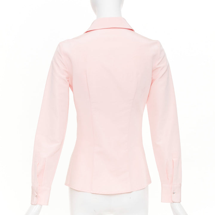 MICHAEL KORS Collection pastel pink silk cotton crystal button down top US0 XS