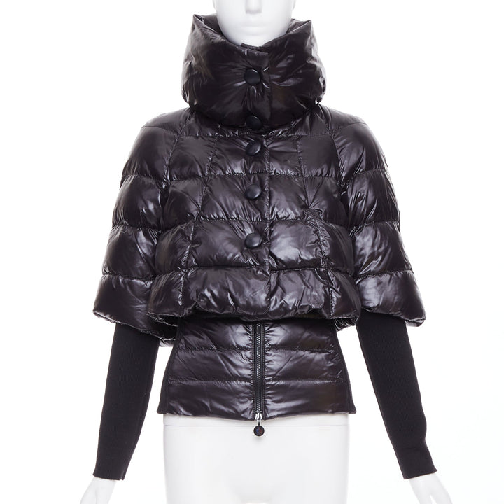MONCLER Norme Afnor G32-003 black nylon layered high neck puffer jacket Sz.0 XS