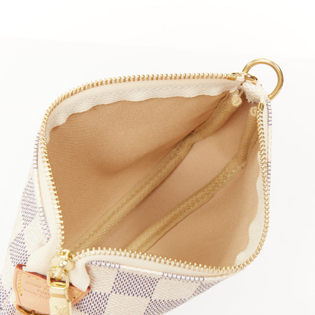 LOUIS VUITTON Mini Pochette Accessoires white damier azur canvas chain bag pouch