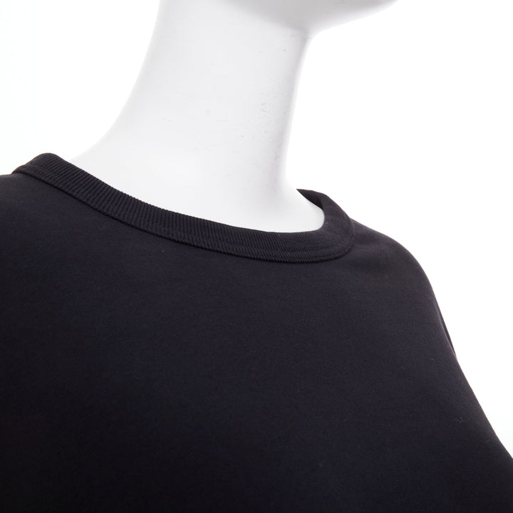 DRIES VAN NOTEN 2023 Hannett black ruched draped bubble hem cotton sweatshirt M