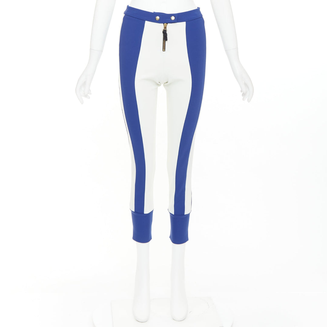 MARNI 2012 electric blue cream stretchy cropped riding pants IT40 S