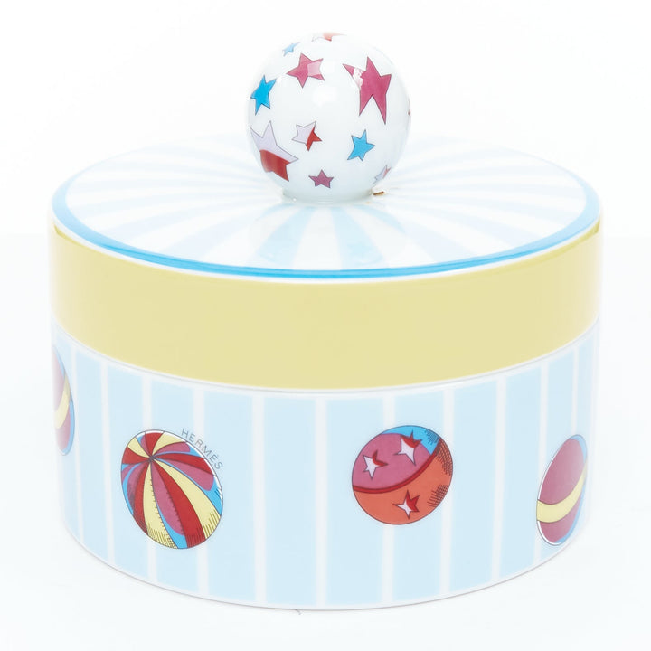 RHERMES Circus Round Box blue yellow white star balls porcelain container