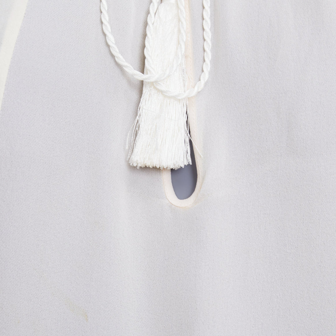 EMILIO PUCCI 100% silk ivory lace trim puff sleeves boho peasant blouse IT40 S