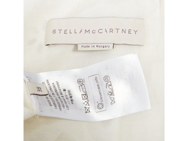 STELLA MCCARTNEY 2015 cream cotton eyelets lace trim half sleeve dress IT38 XS