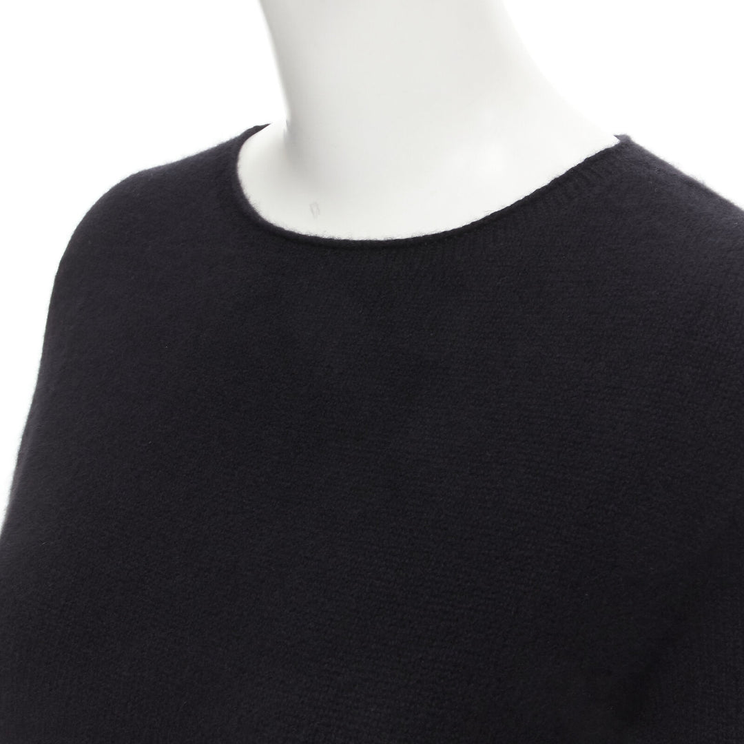 THW ROW black round neck short sleeve flared tunic sweater top XS