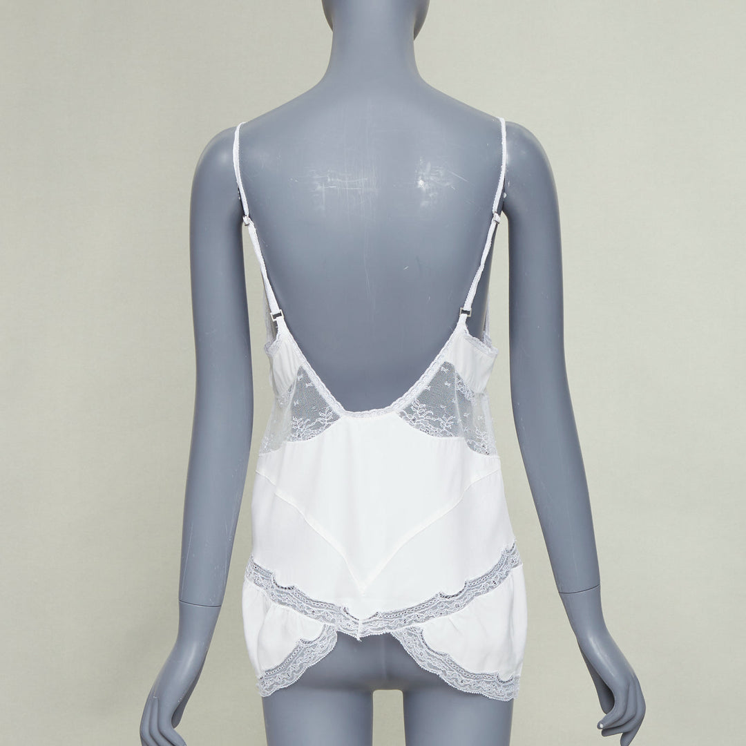 STELLA MCCARTNEY Vintage 2004 cream silk crepe lace panel cami tank top Sz.1 XS