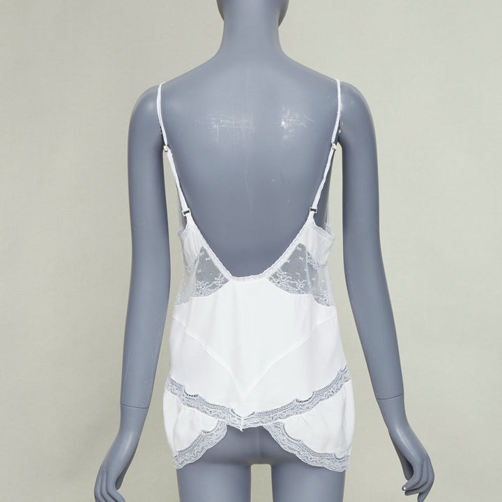 STELLA MCCARTNEY Vintage 2004 cream silk crepe lace panel cami tank top Sz.1 XS