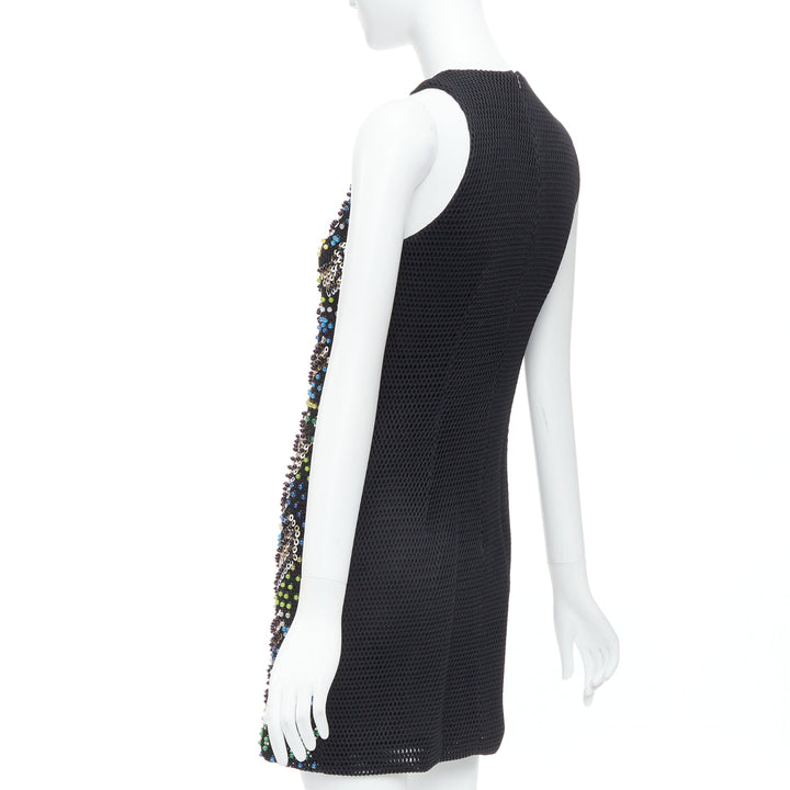 PETER PILOTTO black green beads embellished scuba mini dress UK8 S