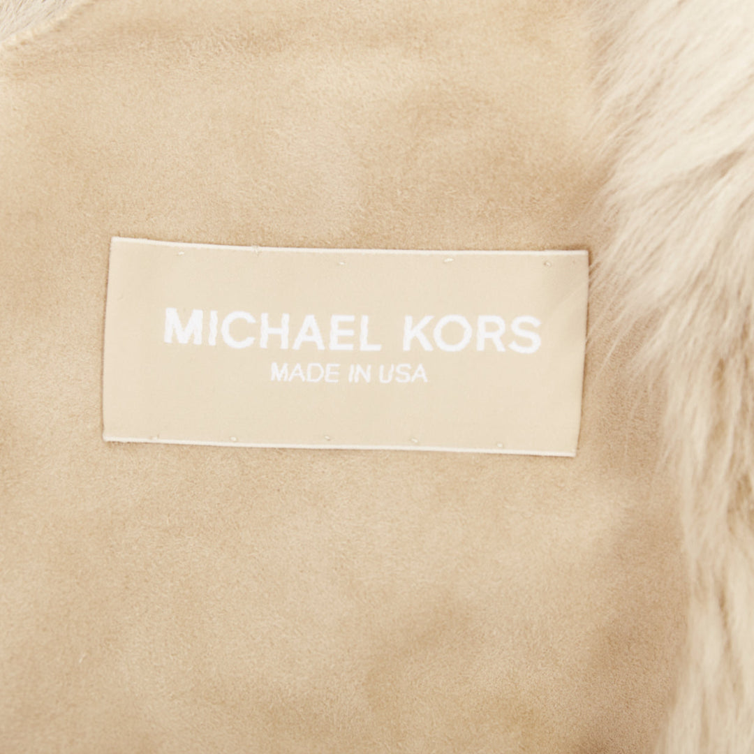 MICHAEL KORS COLLECTION Runway brown fur lined suede leather vest coat