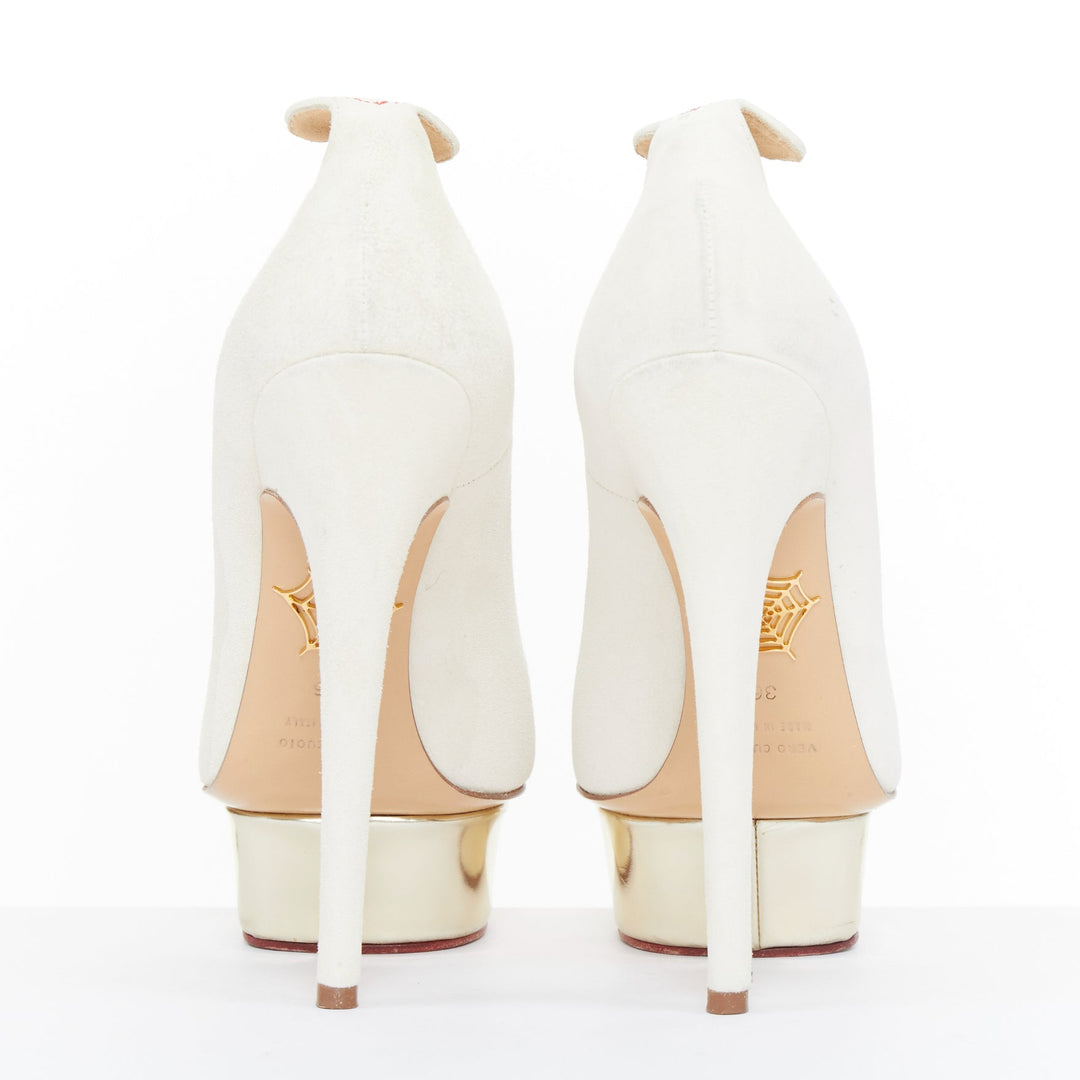 CHARLOTTE OLYMPIA 2011 Dolly cream suede gold island platform pumps EU36
