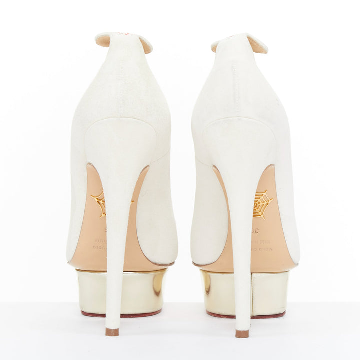CHARLOTTE OLYMPIA 2011 Dolly cream suede gold island platform pumps EU36