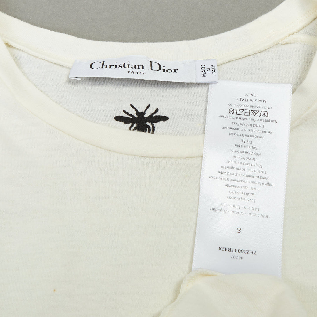 CHRISTIAN DIOR 2017 Runway Dio(r)evolution beige cotton linen print tshirt S