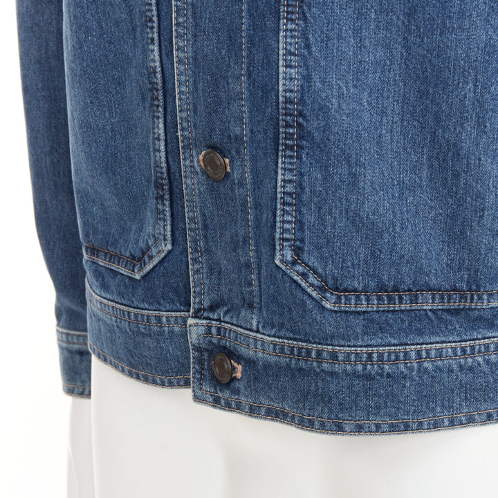 BOTTEGA VENETA blue washed denim patch pocket discreet logo chore jacket IT48 M