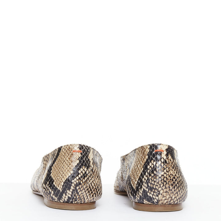 AEYDE Moa natural scaled leather V vamp point toe ballerina flats EU37
